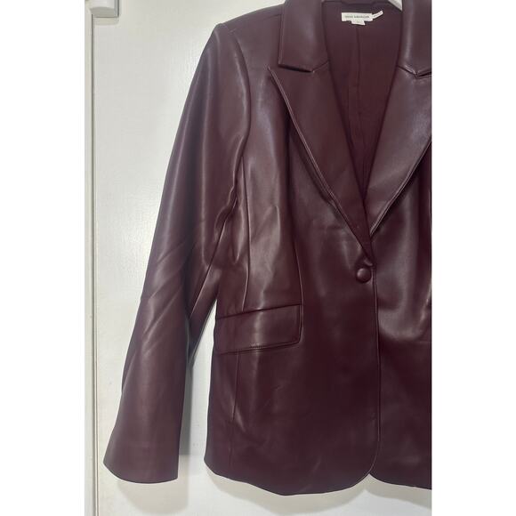 Women’s Plum Faux Leather Blazer Jacket - Picture 5 of 16